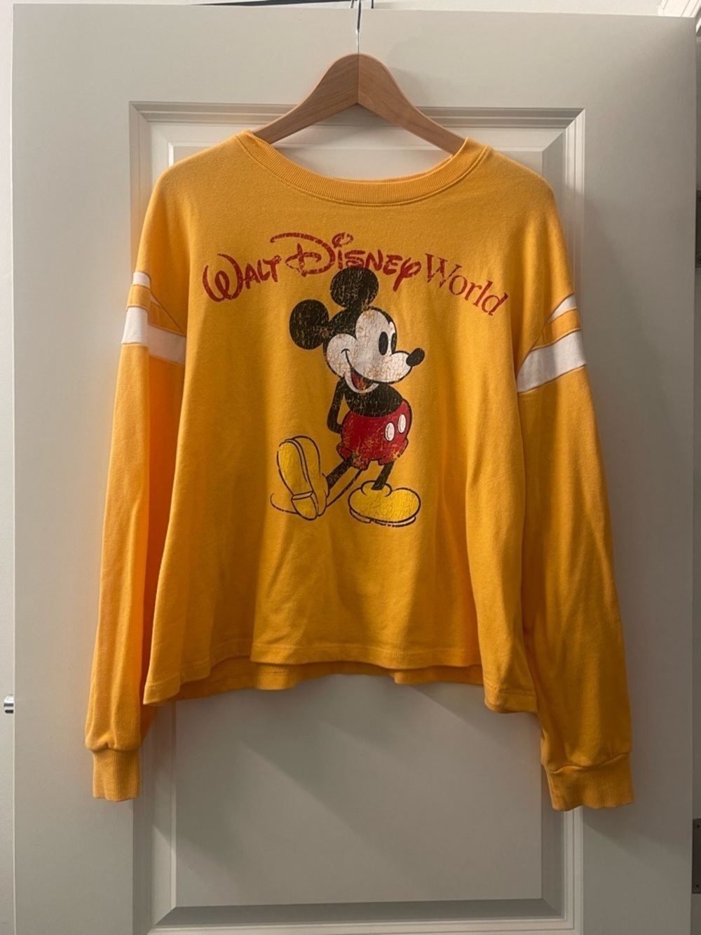 Disney Yellow Crewneck Sweatshirt with Classic Logo